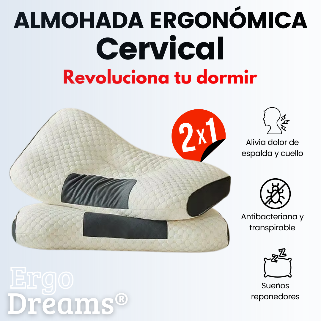 ErgoDreams® 2x1 Almohada Ergonómica Cervical - Revoluciona tu descanso