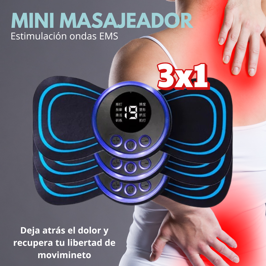 MINI MASAJEADOR ELÉCTRICO ONDAS EMS 3x1